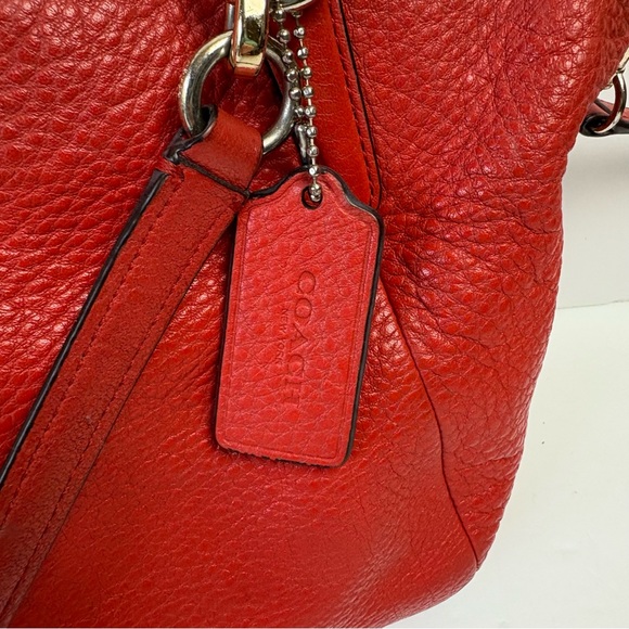 Coach Kelsey Red Pebbled Leather Shoulder Bag Satchel Purse Crossbody - Picture 3 of 16
